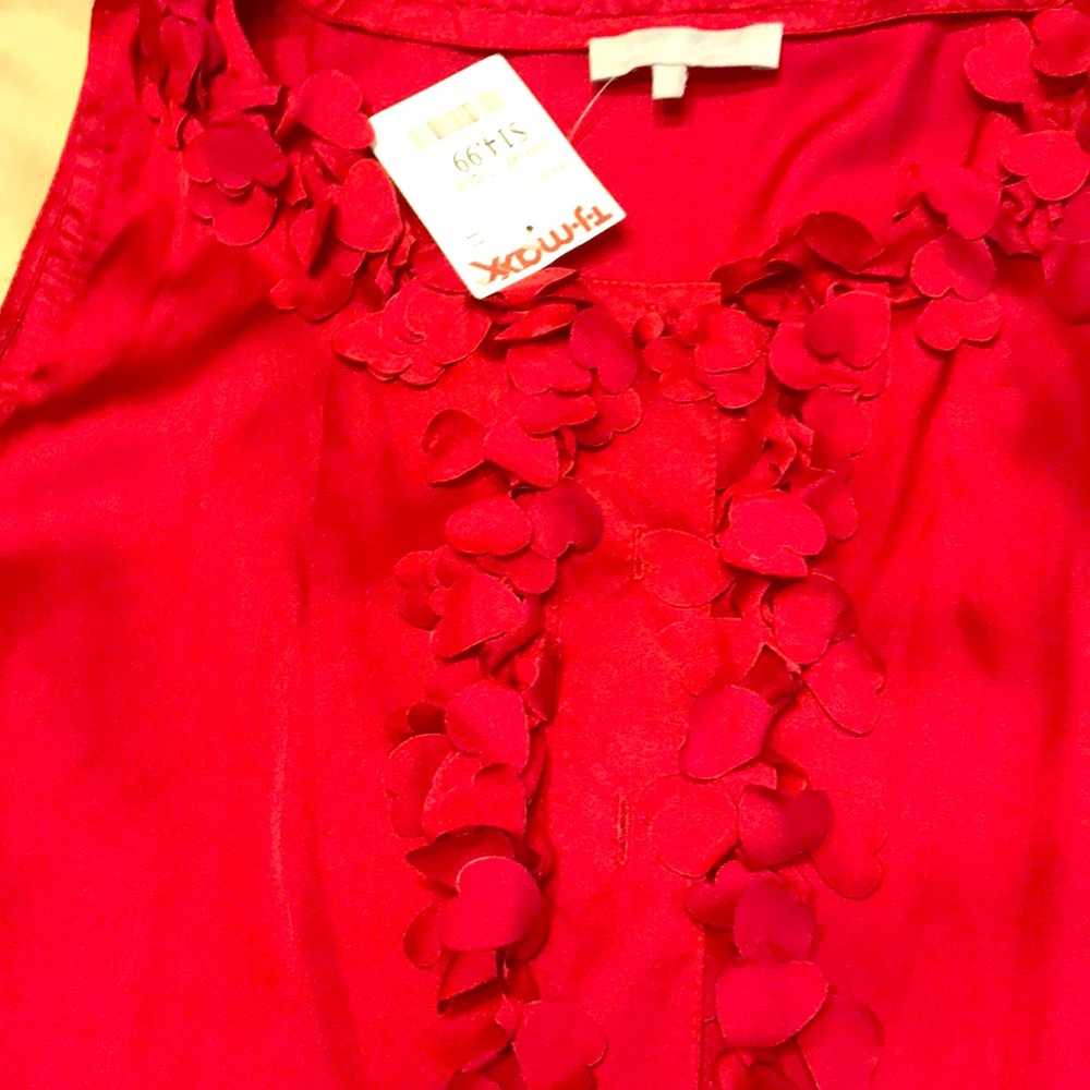 Red ladies top with heart trim